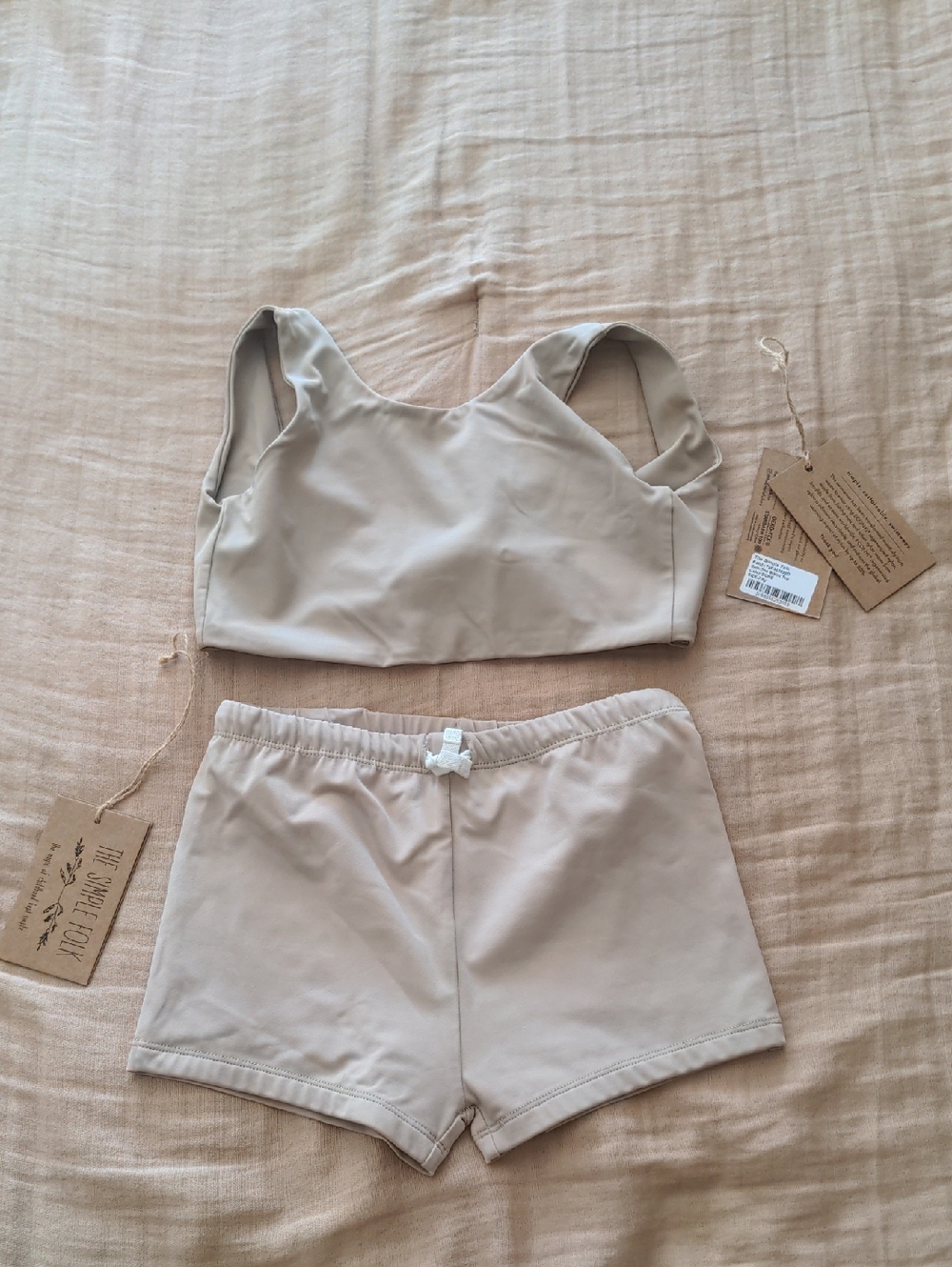 Simple Folk 2 Piece Swimsuit Size 7/8 Years Dune Bikini Top + Swim Shorts
